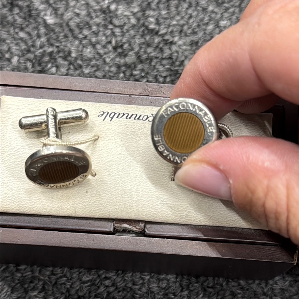 Faconnable Silver and Gold Cufflinks